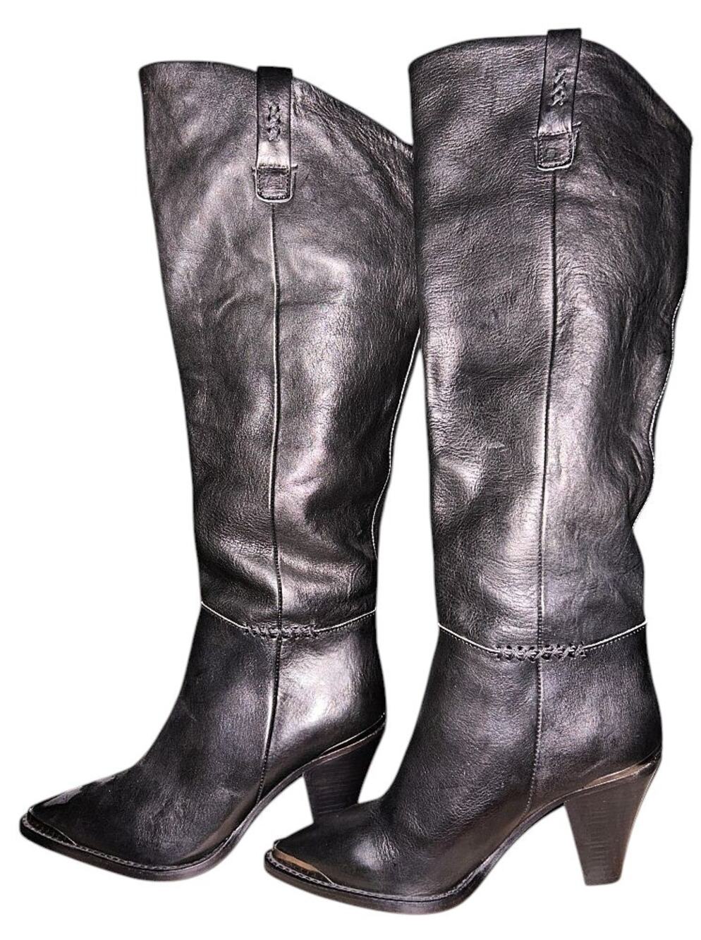 Free People Stevie Black Leather Knee High Boot Women's Size 8 (38.5)